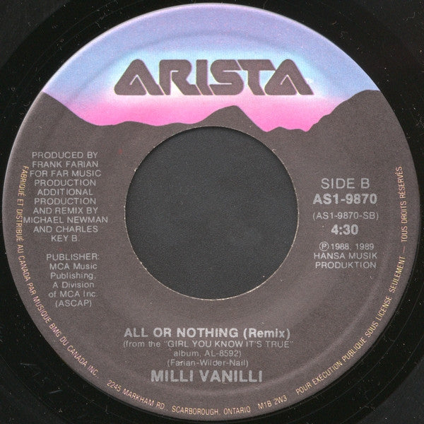 Milli Vanilli : Girl I'm Gonna Miss You (7")