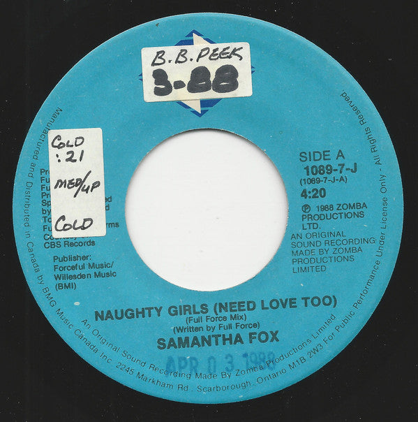 Samantha Fox : Naughty Girls (Need Love Too) (7", Single)