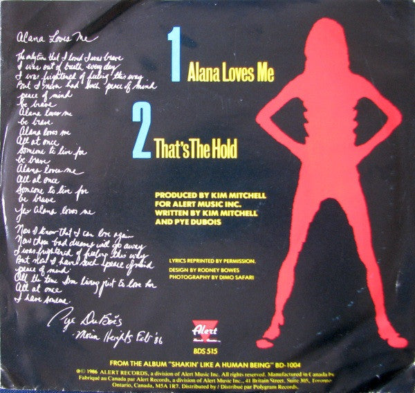 Kim Mitchell : Alana Loves Me (7", Single)
