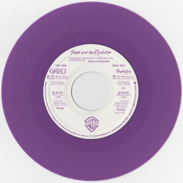 Prince And The Revolution : Purple Rain (7", Pur)