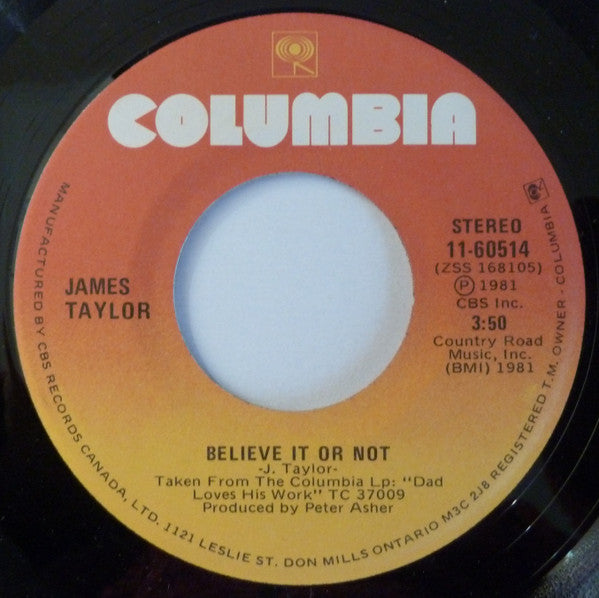 James Taylor (2) And John David Souther : Her Town Too (7", Single)