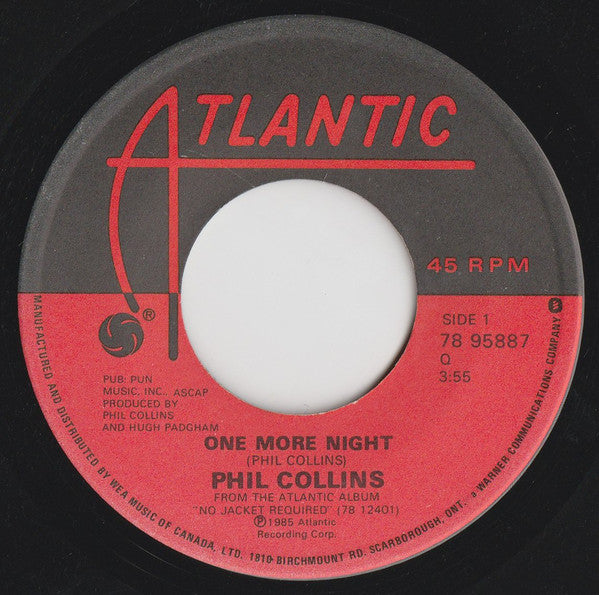 Phil Collins : One More Night (7", Single)