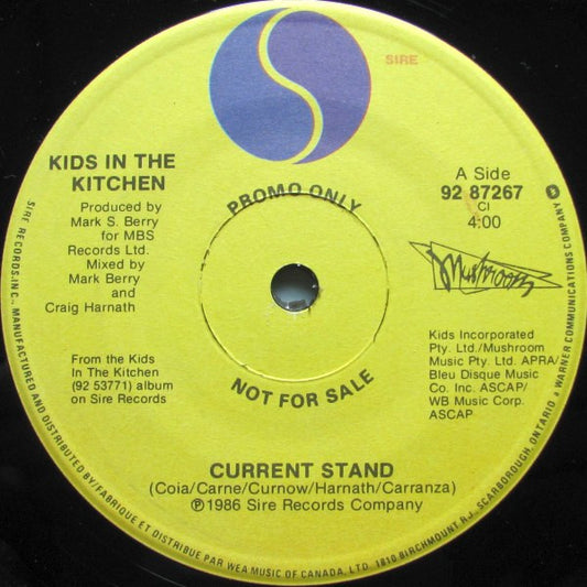 Kids In The Kitchen : Current Stand (7", Single, Promo)
