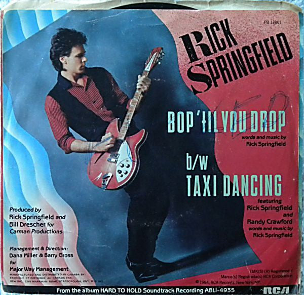 Rick Springfield : Bop 'Til You Drop / Taxi Dancing (7")