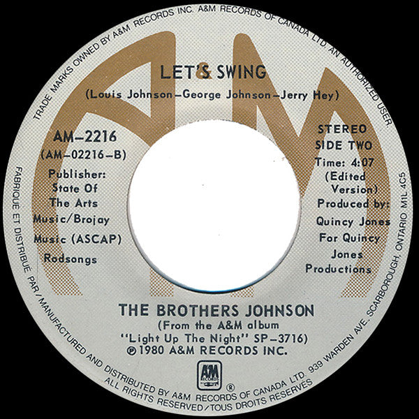 The Brothers Johnson* : Stomp! / Let's Swing (7", Single)