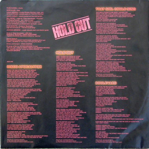 Jackson Browne : Hold Out (LP, Album, C -)