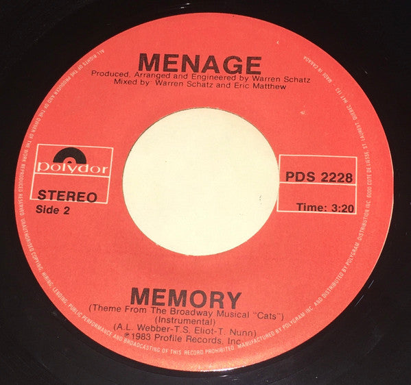 Menage (2) : Memory (7")