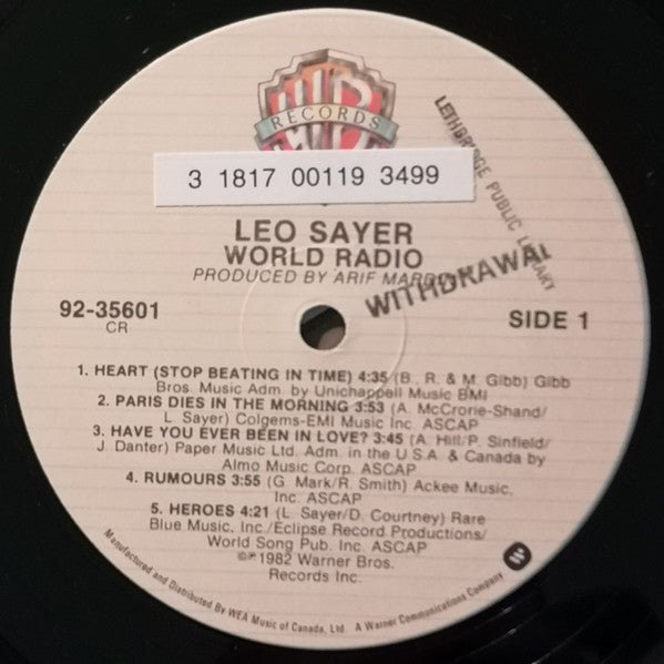 Leo Sayer : World Radio (LP, Album)