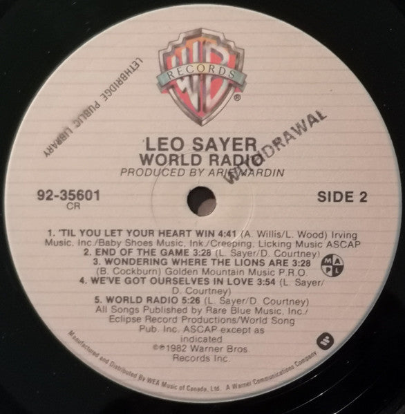 Leo Sayer : World Radio (LP, Album)