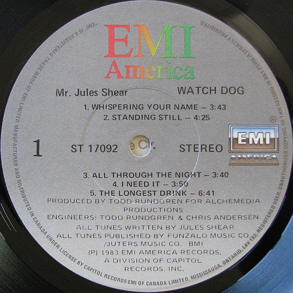 Jules Shear : Watch Dog (LP, Album)