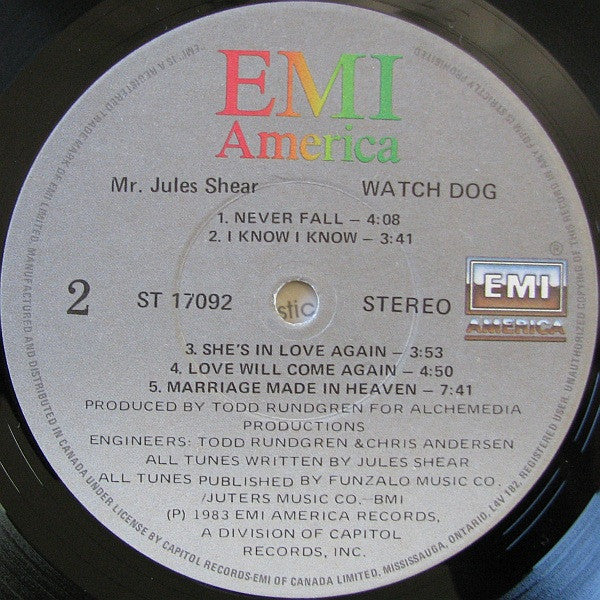 Jules Shear : Watch Dog (LP, Album)