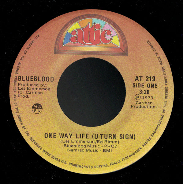 Blueblood (3) : One Way Life (U-Turn Sign) (7", Single)