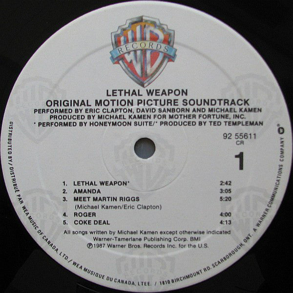 Michael Kamen, David Sanborn, Eric Clapton And Honeymoon Suite : Lethal Weapon: Original Motion Picture Soundtrack (LP, Album)