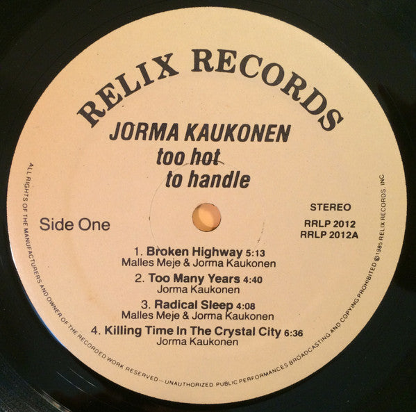 Jorma Kaukonen : Too Hot To Handle (LP, Album)
