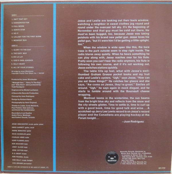 Jesse Winchester : Third Down, 110 To Go (LP, Album, Gat)