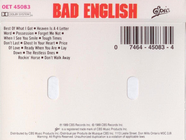 Bad English : Bad English (Cass, Album)