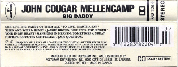 John Cougar Mellencamp : Big Daddy (Cass, Album, Dol)