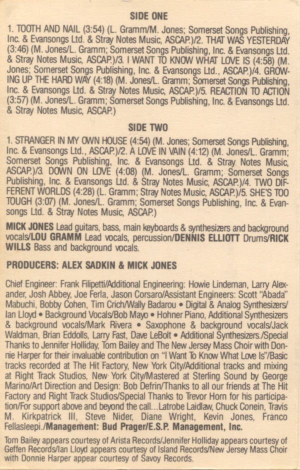 Foreigner : Agent Provocateur (Cass, Album, Dol)