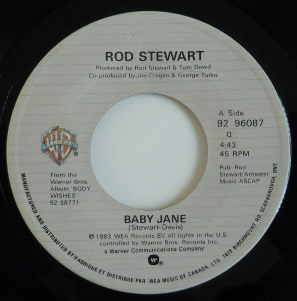 Rod Stewart : Baby Jane / Ready Now (7")