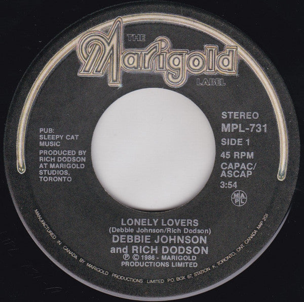 Debbie Johnson & Rich Dodson : Lonely Lovers (7")