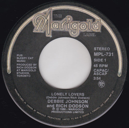 Debbie Johnson & Rich Dodson : Lonely Lovers (7")