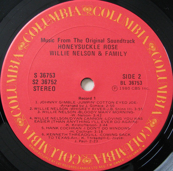 Willie Nelson & Family : Honeysuckle Rose (Music From The Original Soundtrack) (2xLP, Album)