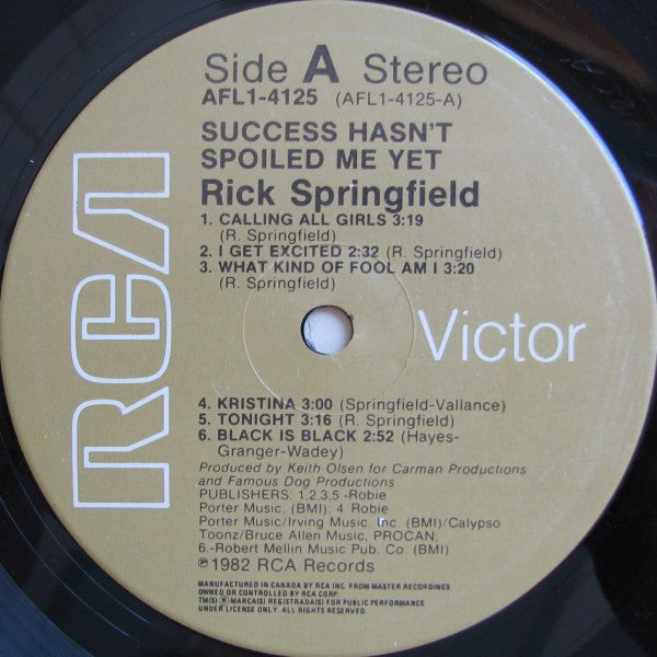 Rick Springfield : Success Hasn't Spoiled Me Yet (LP, Album)