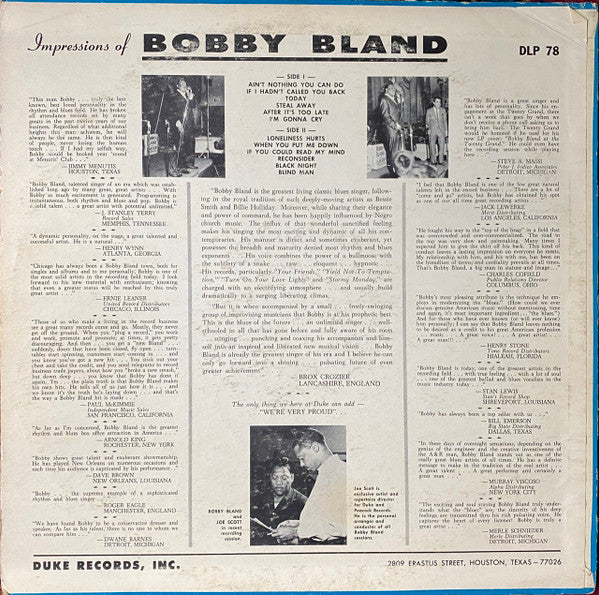 Bobby Bland : Ain't Nothing You Can Do (LP, Album, Mono)