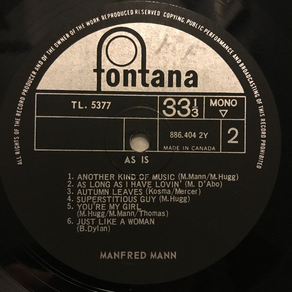 Manfred Mann : As Is (LP, Album, Mono)