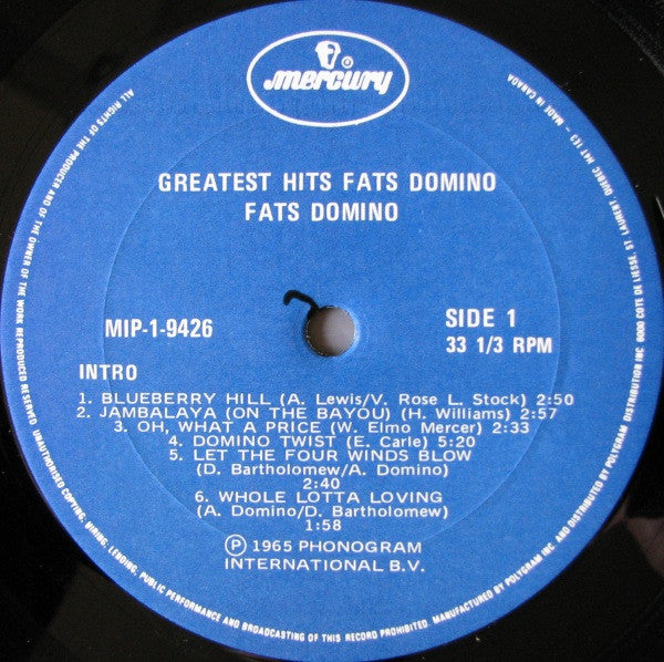 Fats Domino : Greatest Hits (LP, Album, RE)