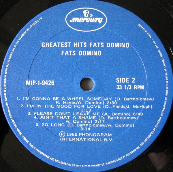 Fats Domino : Greatest Hits (LP, Album, RE)
