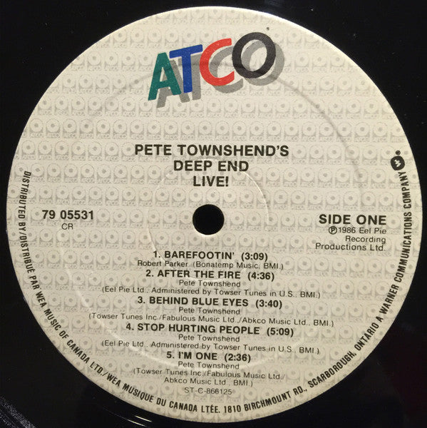 Pete Townshend 's Deep End (5) : Live! (LP, Album)
