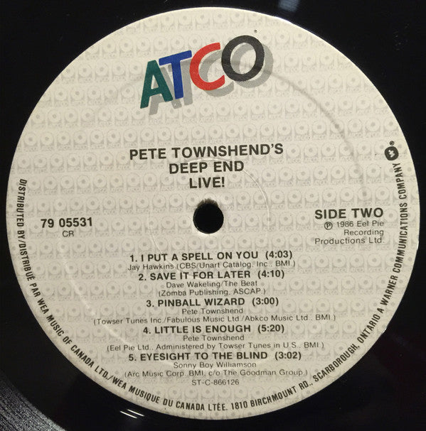 Pete Townshend 's Deep End (5) : Live! (LP, Album)