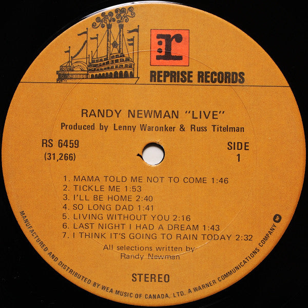 Randy Newman : Live (LP, Album, RE)