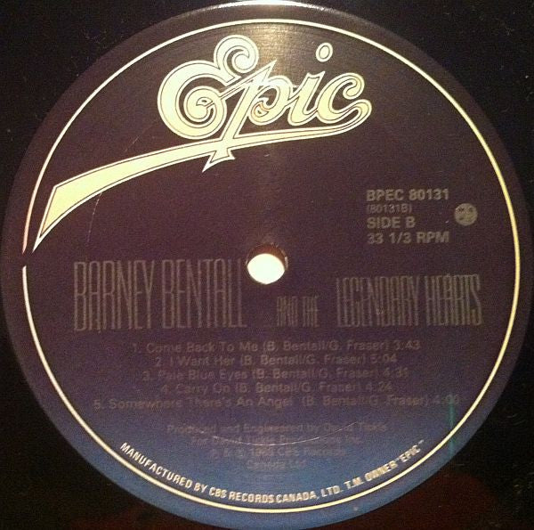 Barney Bentall And The Legendary Hearts : Barney Bentall And The Legendary Hearts (LP, Album)