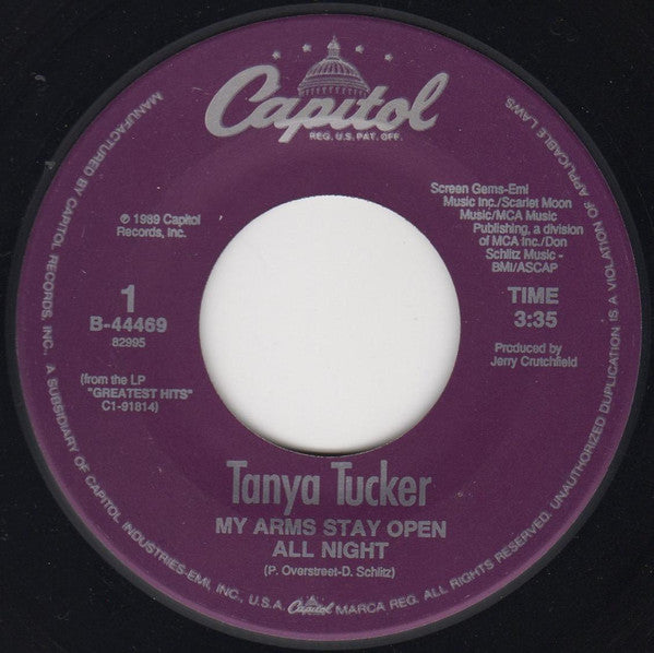 Tanya Tucker : My Arms Stay Open All Night (7", Single)