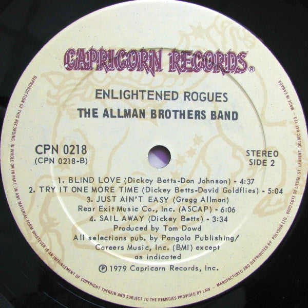 The Allman Brothers Band : Enlightened Rogues (LP, Album, Gat)