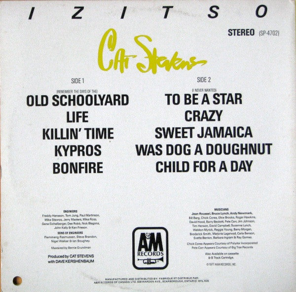 Cat Stevens : Izitso (LP, Album, Gat)