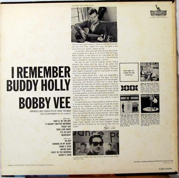 Bobby Vee : I Remember Buddy Holly (LP, Album, Mono)