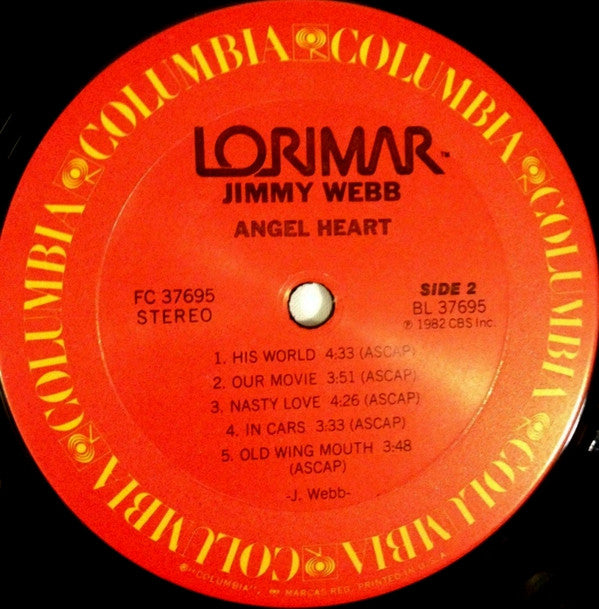 Jimmy Webb : Angel Heart (LP, Album, Pit)