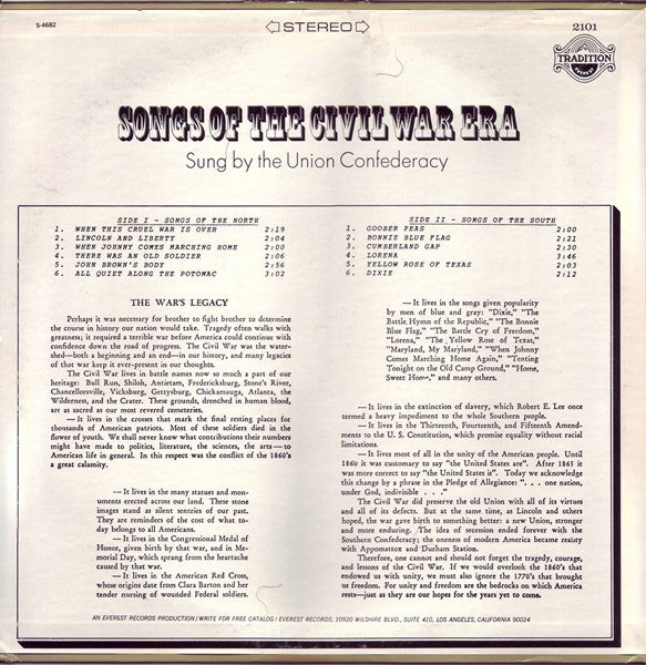 The Union Confederacy : Songs Of The Civil War Era (LP, Album)