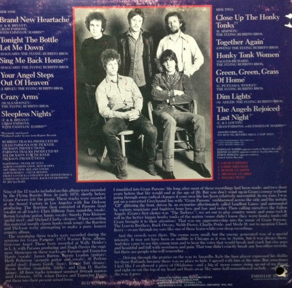 Gram Parsons / The Flying Burrito Bros : Sleepless Nights (LP, Album)