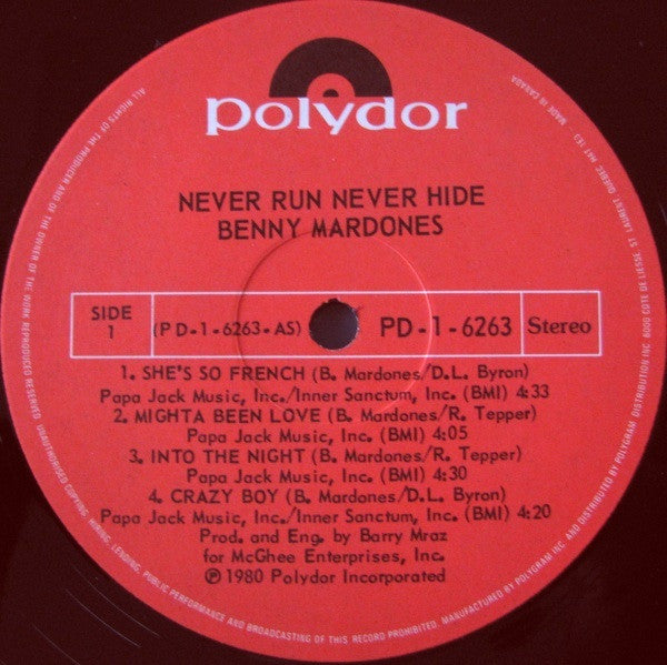 Benny Mardones : Never Run Never Hide (LP, Album)