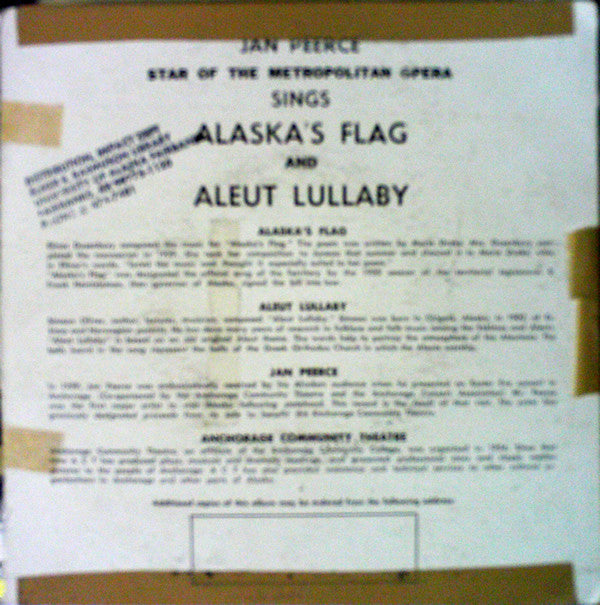 Jan Peerce : Alaska's Flag / Aleut Lullaby (7")