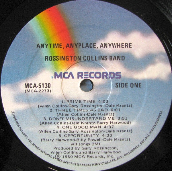 Rossington Collins Band : Anytime, Anyplace, Anywhere (LP, Album, Gat)