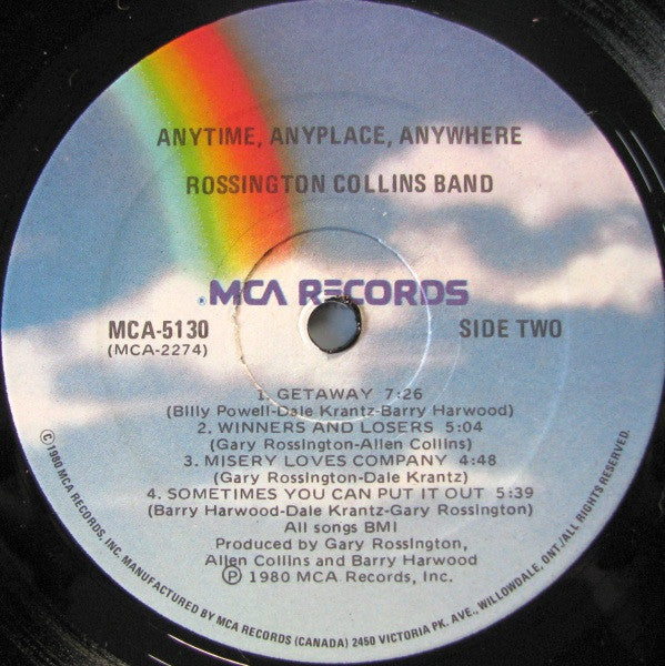Rossington Collins Band : Anytime, Anyplace, Anywhere (LP, Album, Gat)