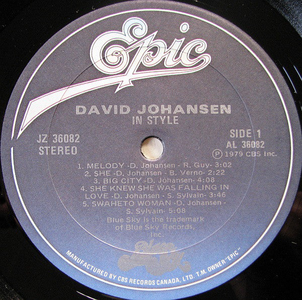 David Johansen : In Style (LP, Album)