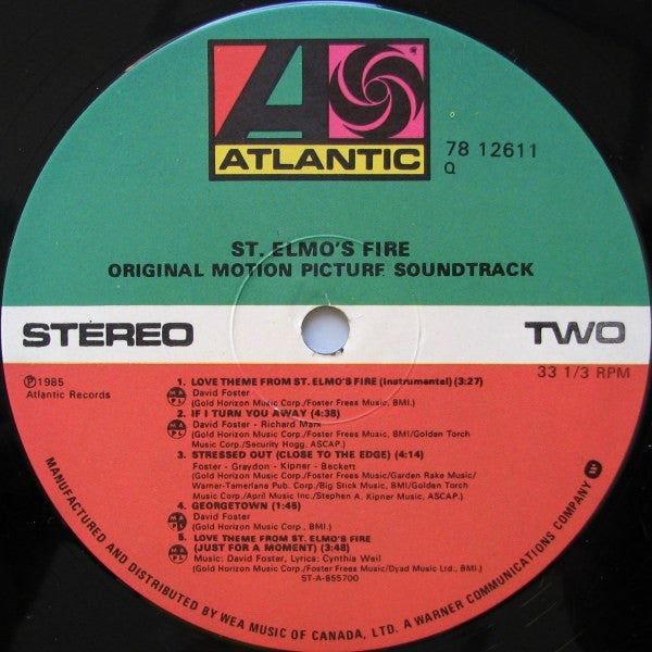 Various : St. Elmo's Fire - Original Motion Picture Soundtrack (LP)