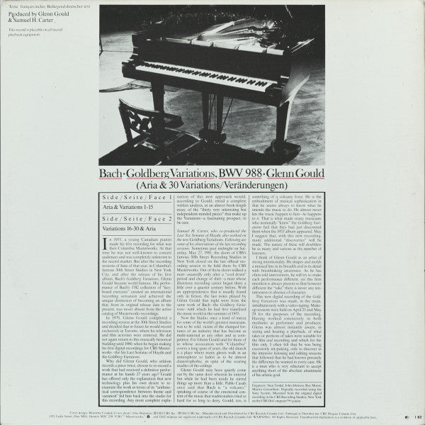 Johann Sebastian Bach - Glenn Gould : The Goldberg Variations (LP, Album, Gat)
