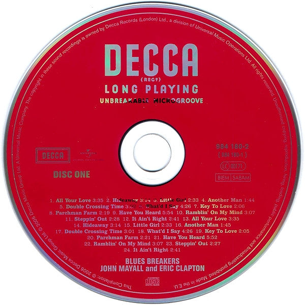 John Mayall With Eric Clapton : Blues Breakers (2xCD, Album, Mono, RE, Del)